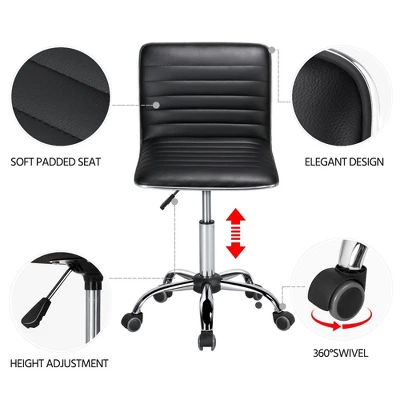 Yaheetech PU Leather Armless Office Chair Desk Chair With Wheels 3 Yaheetech PU Leather Armless Office Chair Desk Chair With Wheels - Image 3