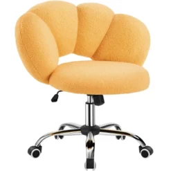 Yaheetech Boucle Upholstered Rolling Makeup Vanity Chair -Furniture GUEST 2dcdf34d 7a18 4d5b 9002 5b26803799f5
