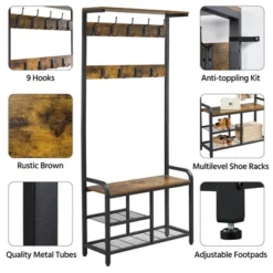 Yaheetech 72"H Multifunctional Hall Tree Entryway Coat Rack With Top Shelf 9 Yaheetech 72"H Multifunctional Hall Tree Entryway Coat Rack With Top Shelf -Furniture GUEST 2de8f9b5 3569 492e aac7 0c4c31258d8c