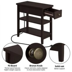 Yaheetech 3-tier Side Table With Power Outlets And USB Ports, Espresso -Furniture GUEST 2dea24b2 2df3 4fbc b158 f5539ed6e62c