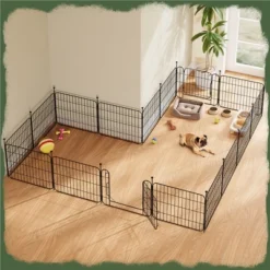 Yaheetech 20inch Tall 8 Panels Foldable Dog Playpen Puppy Fence With Door For Outdoor Indoor Use