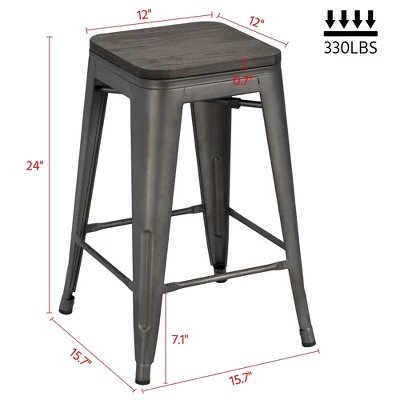 Yaheetech 24 Inches Height Backless Stackable Metal Counter Bar Stool, Set Of 4 2 Yaheetech 24 Inches Height Backless Stackable Metal Counter Bar Stool, Set Of 4 - Image 2