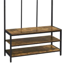 Yaheetech 73"H 3-IN-1 Hall Tree With 2 Shelves & 24 Hooks For Entryway/Hall, Rustic Brown -Furniture GUEST 2f980389 2e57 48b9 92d4 a33b2cba27bb