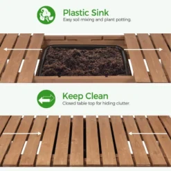 Yaheetech Outdoor Garden Potting Bench Wooden Work Station -Furniture GUEST 2fda43b7 fb94 49d6 b4fe 5442f38069ce