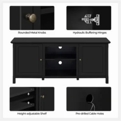 Yaheetech 24.6in Short Modern TV Stand With Storage Black -Furniture GUEST 307e34c1 e2d0 461d a001 c3f3a71c28e3