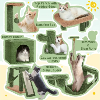Yaheetech 63" H Multi-Level Cactus Cat Tree, Green/Brown 3 Yaheetech 63" H Multi-Level Cactus Cat Tree, Green/Brown - Image 3