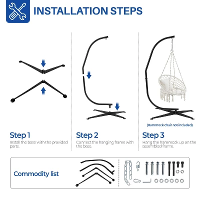 Yaheetech C-stand For Hanging Hammock Chair, Black 5 Yaheetech C-stand For Hanging Hammock Chair, Black - Image 5