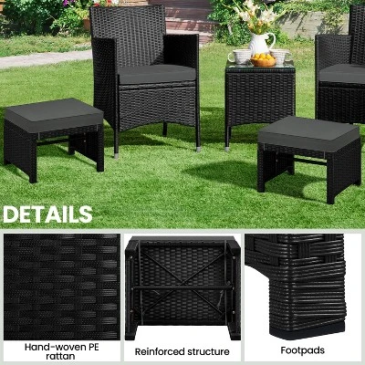 Yaheetech 2PCS Wicker Ottomans For Patio, Backyard 3 Yaheetech 2PCS Wicker Ottomans For Patio, Backyard - Image 3