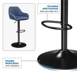 Yaheetech 2pcs Upholstered Height Adjustable Swivel Bar Stools Set -Furniture GUEST 31f98647 9c14 445c b5b7 7ceaa1610712