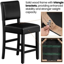 Yaheetech 24.6" H Upholstered Counter Bar Stool, Black -Furniture GUEST 3271e450 2252 46b4 a391 cfacca40618b