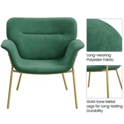 Yaheetech Modern Fabric Upholstered Accent Chair Armchair With Golden Metal Legs For Living Room -Furniture GUEST 33511a68 7fc5 44a1 9da4 822d05797641