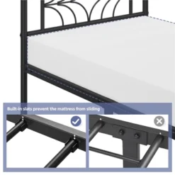 Yaheetech Modern Metal Platform Bed With Headboard -Furniture GUEST 3413dc9a b146 4950 bfdf 170c50f00b47