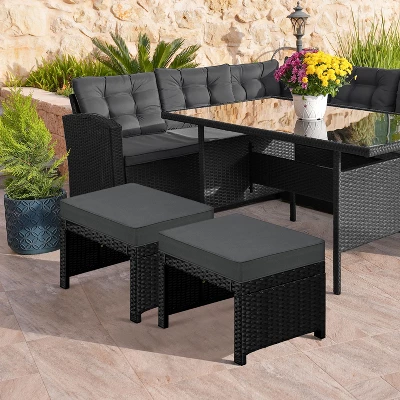 Yaheetech 2PCS Wicker Ottomans For Patio, Backyard 1 Yaheetech 2PCS Wicker Ottomans For Patio, Backyard
