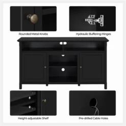 Yaheetech 31in Height Tall Modern TV Stand Media TV Console Black -Furniture GUEST 352c7bb8 3038 4136 858b 4e088fb7ff27