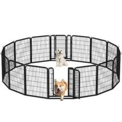 Yaheetech 16 Panels Dog Playpen Panels Metal Pet Exercise Barrier Outdoor Indoor, Black -Furniture GUEST 35578305 88bc 4395 a54d 8ae598b3e33f