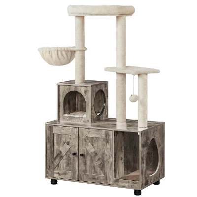 Yaheetech Wooden Litter Box Enclosure With Cat Tree Tower 7 Yaheetech Wooden Litter Box Enclosure With Cat Tree Tower - Image 7