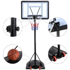 Yaheetech 7.2-9.2ft Height-Adjustable Basketball Hoop System Black -Furniture GUEST 3620eee8 342a 4ada a8f8 6490022b178d