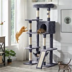 Yaheetech 63" Multilevel Plush Cat Tree With Hammock For Cats Kitchens