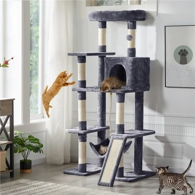 Yaheetech 63" Multilevel Plush Cat Tree With Hammock For Cats Kitchens 1 Yaheetech 63" Multilevel Plush Cat Tree With Hammock For Cats Kitchens