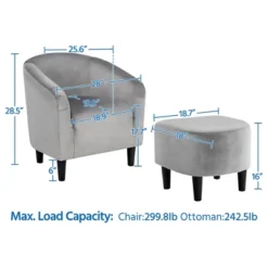 Yaheetech Fabric Upholstered Accent/Barrel Chair And Ottoman Set For Living Room -Furniture GUEST 3759f734 dd1f 4f8a 8d13 ed77c4668852