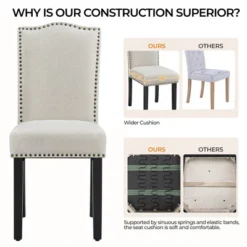 Yaheetech Set Of 2 Modern Fabric Upholstered Dining Chairs For Living Room Dining Room, Beige -Furniture GUEST 37633996 48c8 47b8 ac8c 2070a81a08a2 1