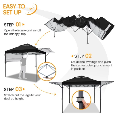 Yaheetech 10x17ft Pop-up Gazebo Canopy With Double Awnings 5 Yaheetech 10x17ft Pop-up Gazebo Canopy With Double Awnings - Image 5