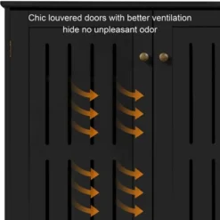 Yaheetech 4 Tier Shoe Storage Cabinet Closed Shoes Rack With Adjustable Shelves, Black -Furniture GUEST 37d260fd 9818 4037 8a70 2affa594fbfb