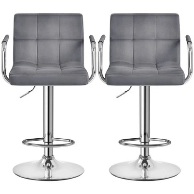 Yaheetech 2PCS Height Adjustable Swivel Bar Stools With Large Steel Base Backrests Footrest 5 Yaheetech 2PCS Height Adjustable Swivel Bar Stools With Large Steel Base Backrests Footrest - Image 5