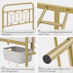 Yaheetech Vintage Metal Bed Frame With Headboard -Furniture GUEST 3a40182b 33eb 48f9 bedf d4af77a042c7