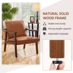 Yaheetech Modern Faux Leather Upholstered Armchair Accent Chair With Solid Wood Legs -Furniture GUEST 3a6248af 43d2 4759 b9cd 608d9ea49a02