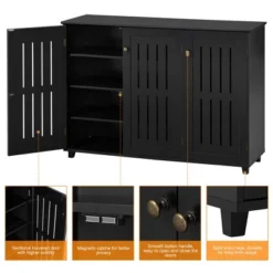 Yaheetech 4 Tier Shoe Storage Cabinet Closed Shoes Rack With Adjustable Shelves, Black -Furniture GUEST 3a65ae9c 5948 4c4c bbfe 82b1d1ebbc23