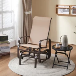 Yaheetech Outdoor Rocking Chair W/ Breathable Sling Fabric For Porch, Patio, Balcony