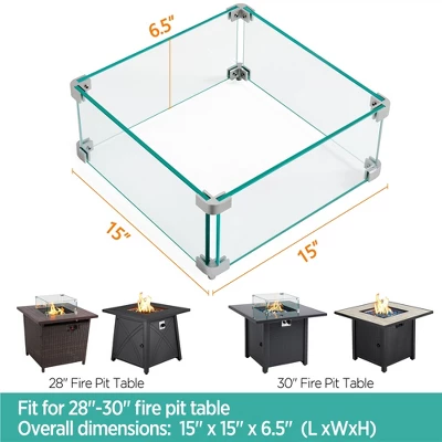 Yaheetech 15'' Wind Guard Fence Square Tempered Glass Shield For Outdoor Fire Pit Table 2 Yaheetech 15'' Wind Guard Fence Square Tempered Glass Shield For Outdoor Fire Pit Table - Image 2