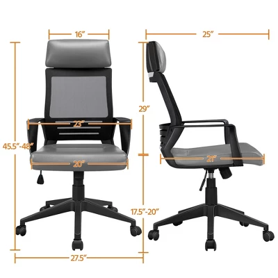 Yaheetech Swivel Office Desk Chair Study Work Chair With Headrest Lumbar Support Rolling Wheels 2 Yaheetech Swivel Office Desk Chair Study Work Chair With Headrest Lumbar Support Rolling Wheels - Image 2