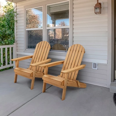 Yaheetech 2-piece Folding Adirondack Chair Solid Wood Outside Chair 1 Yaheetech 2-piece Folding Adirondack Chair Solid Wood Outside Chair