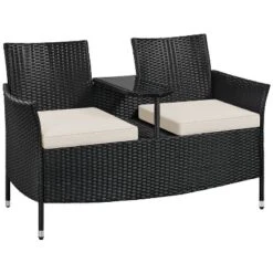 Yaheetech Outdoor Wicker Double Chair With Removable Cushions & 1 Tempered Glass Side Table, Black 11 Yaheetech Outdoor Wicker Double Chair With Removable Cushions & 1 Tempered Glass Side Table, Black -Furniture GUEST 3af007cf 5740 4f4b 86bb 4dcca17c9226