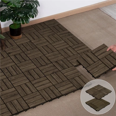 Yaheetech Pack Of 27 Waterproof Plastic Interlocking Fir Wood Flooring Tiles 5 Yaheetech Pack Of 27 Waterproof Plastic Interlocking Fir Wood Flooring Tiles - Image 5