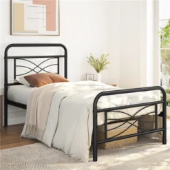 Yaheetech Vintage Metal Bed Frame With Headboard