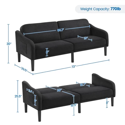 Yaheetech Upholstered Convertible Sofa Bed Futon With Adjustable Split Back 2 Yaheetech Upholstered Convertible Sofa Bed Futon With Adjustable Split Back - Image 2