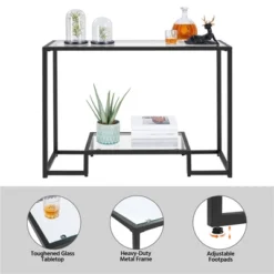 Yaheetech 2-Layer Tempered Glass Console Table Accent Glass Shelf For Hallway -Furniture GUEST 3d7e97bf 0f0f 4ebb ab2c c381d928652a