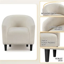 Yaheetech Upholstered Armchair Accent Barrel Chair Ivory -Furniture GUEST 3d82a07e f7d6 4a18 a865 7d03d83e623d