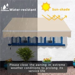 Yaheetech Patio Awning Adjustable Retractable Canopy Cover -Furniture GUEST 3d8f1814 2846 40ee bb60 f368d969709f