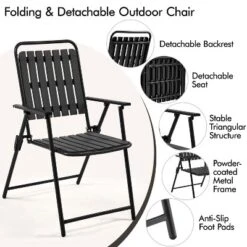Yaheetech 4pcs Outdoor/ Indoor Foldable Plastic Slatted Folding Dining Chairs With Metal Frame For Garden, Patio, Porch, Balcony -Furniture GUEST 3e9add4c 3e1e 4242 b11c 1c4a29ad8685