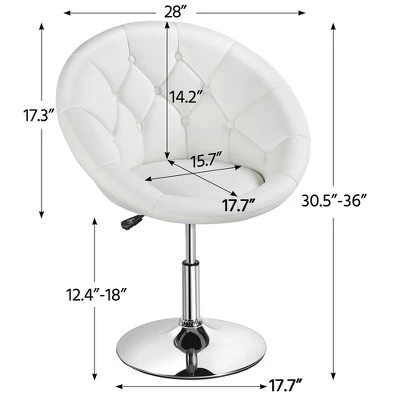 Yaheetech Height Adjustable Swivel Upholstered Round Accent Chair Barrel Chair 2 Yaheetech Height Adjustable Swivel Upholstered Round Accent Chair Barrel Chair - Image 2