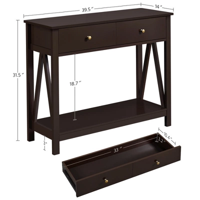 Yaheetech Entryway Table 2 Drawers Wooden Console Table 2 Yaheetech Entryway Table 2 Drawers Wooden Console Table - Image 2
