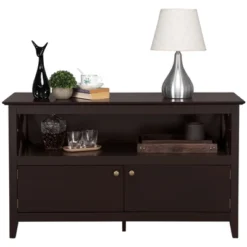 Yaheetech High Quality TV Stand Large Display TV Cabinet Shelf W/2 Storage Doors,Espresso