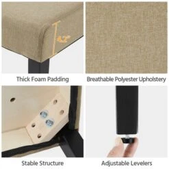 Yaheetech 4pcs Upholstered Fabric Dining Chairs With Solid Wood Legs For Dining Room -Furniture GUEST 4012bf73 095a 4c62 8970 239fb91873fb