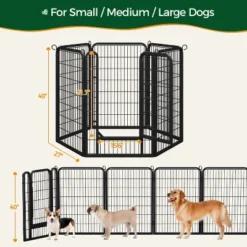 Yaheetech 6 Panels Dog Playpen Panels Metal Dog Cat Exercise Barrier, Black -Furniture GUEST 4032276a f92e 46e4 880d f224effe3b9d