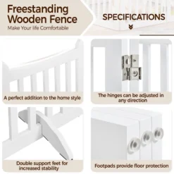 Yaheetech 24inch Tall Freestanding Wooden Pet Gate With Door, White 10 Yaheetech 24inch Tall Freestanding Wooden Pet Gate With Door, White -Furniture GUEST 40468754 d211 4d47 8774 d97b87b4e790