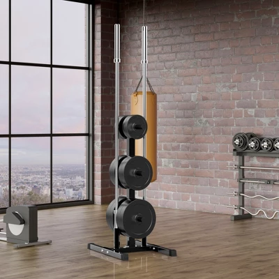 Yaheetech 2" Olympic Plate & Bar Holder Weight Bumper Plates Tree Stand Rack Black 1 Yaheetech 2" Olympic Plate & Bar Holder Weight Bumper Plates Tree Stand Rack Black